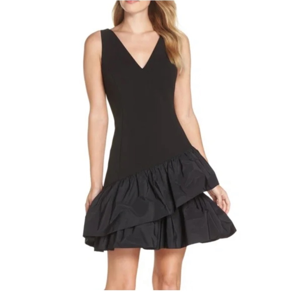 Vince Camuto Black Ruffled Fit & Flared Sleeveless Dress NWT